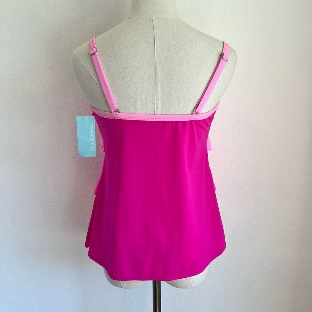 Kim Rogers Ruffled Tankini Top Pink Shades Size  Medium New With Tags - Picture 7 of 14